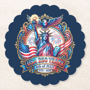 Dessous-de-verre En Papier États-Unis 250 ans 4 juillet 1776-2026
