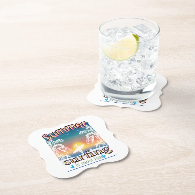Dessous-de-verre En Papier Été - Le Surf Est Le Plus Amusant (En situation)
