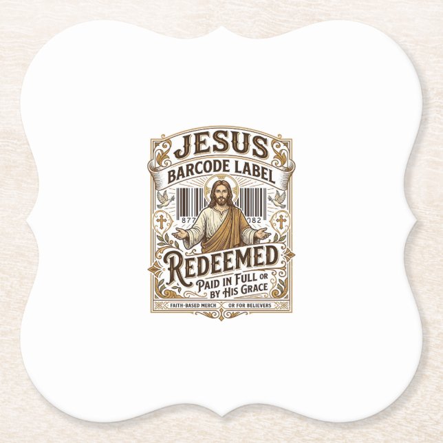 Dessous-de-verre En Papier Étiquette de code-barres Jésus Rédimé Jésus Code-b (Devant)