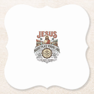 Dessous-de-verre En Papier Étiquette de vendeur du marché de Jésus Marché de 