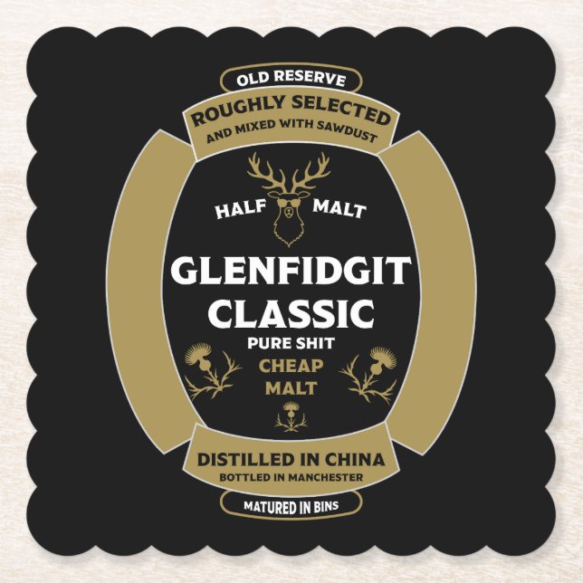 Dessous-de-verre En Papier Étiquette de whisky écossais de Noël (Devant)