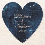 Dessous-de-verre En Papier Étoile de nuit Sky Celestiy Galaxy Mariage Monogra<br><div class="desc">Marine Blue & Rose Gold Star Sky Celestial Galaxy Aquarelle Mariage Monogrammes Dessous de verre Avec police de script de brosse tendance! ~ Regardez ma boutique pour voir l'ensemble de la suite mariage pour ce design!</div>