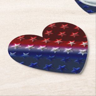 Dessous-de-verre En Papier Étoile et rayures patriotiques rouge, blanc et bl