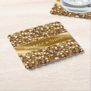 Dessous-de-verre En Papier Étoiles d'étincelles d'or