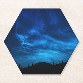 DESSOUS-DE-VERRE EN PAPIER ÉTOILES LUMINEUSES DANS UN CIEL NOIR ET BLEU