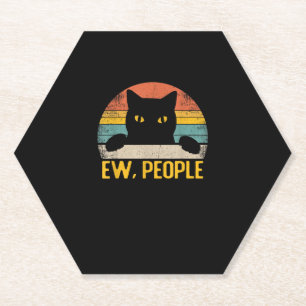 Dessous-de-verre En Papier Ew, Gens Chat Noir Vintage Rétro - Drôle Chat_1