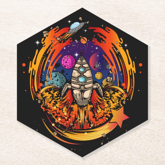 Dessous-de-verre En Papier Exploser le vaisseau spatial (Devant)