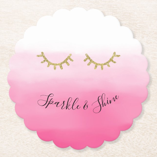 Dessous-de-verre En Papier Eyelashes de Parties scintillant en or rose (Devant)
