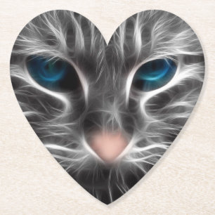 Dessous-de-verre En Papier Face de chat bleu magnifique