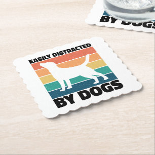 Dessous-de-verre En Papier Facilement Distrait Par Chiens Chien Mèmes D'Anniv