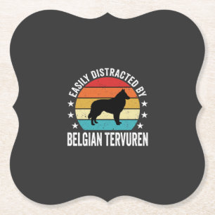 Dessous-de-verre En Papier Facilement distrait par le chien Tervuren belge