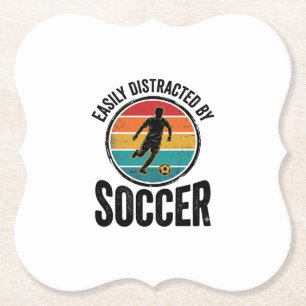 Dessous-de-verre En Papier Facilement Distrait Par Le Football Design De T-Sh