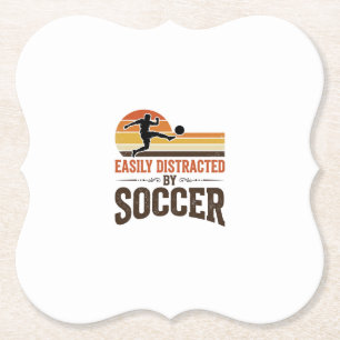 Dessous-de-verre En Papier Facilement Distrait Par Le Football Design De T-Sh