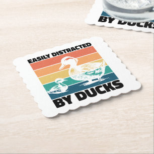 Dessous-de-verre En Papier Facilement Distrait Par Les Amoureux Des Canards C