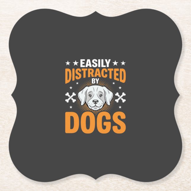 Dessous-de-verre En Papier Facilement Distrait Par Les Chiens (Devant)