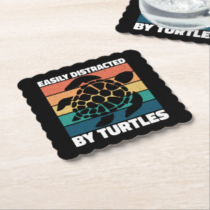 Dessous-de-verre En Papier Facilement Distrait Par Les Tortues Cool Animal Me