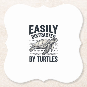 Dessous-de-verre En Papier Facilement Distrait Par Les Tortues Design De T-Sh