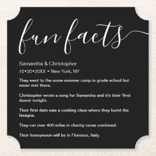 Dessous-de-verre En Papier Faits amusants répertoriés Personnalisé noir et bl