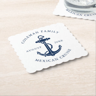 Dessous-de-verre En Papier Famille d'ancres de bateau nautique Croisière pers