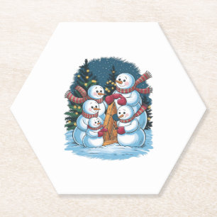 Dessous-de-verre En Papier Famille Joyeux Snowman