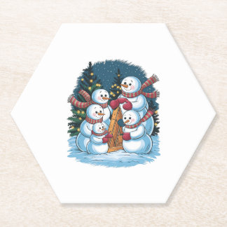 Dessous-de-verre En Papier Famille Joyeux Snowman