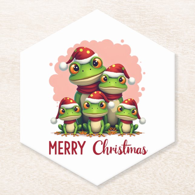 Dessous-de-verre En Papier Family christmas frogs (3) (Devant)