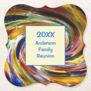 Dessous-de-verre En Papier Family Reunion Vivid Tie Dye Swirl Événement Abstr