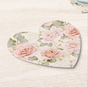 Dessous-de-verre En Papier Fard à joues couleur rose floral mariage de mariag