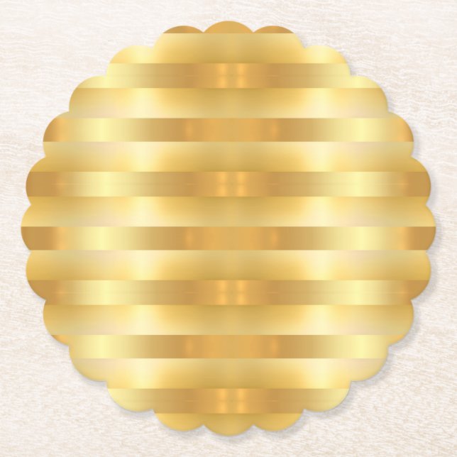 Dessous-de-verre En Papier Faux Or moderne Elégant Modèle blanc (Devant)