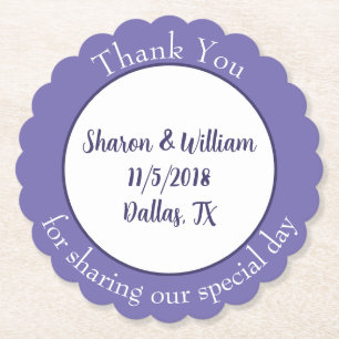 Dessous-de-verre En Papier Favoris de mariage de lavande