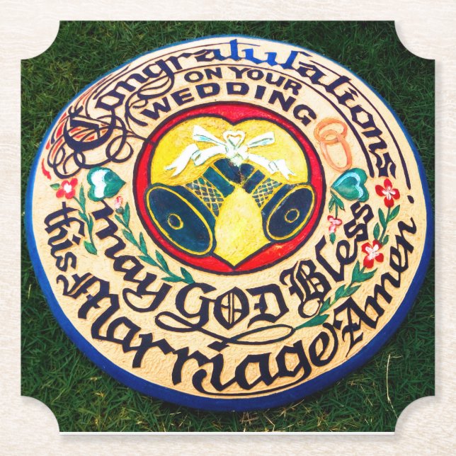 Dessous-de-verre En Papier Félicitations À Votre Mariage(3)...vert organique (Devant)