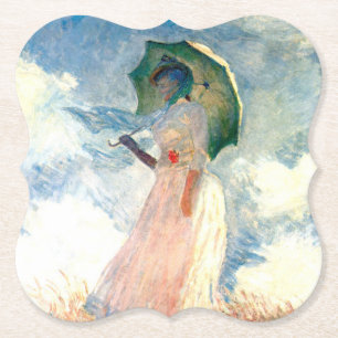 Dessous-de-verre En Papier Femme Monet avec un parasol face à gauche