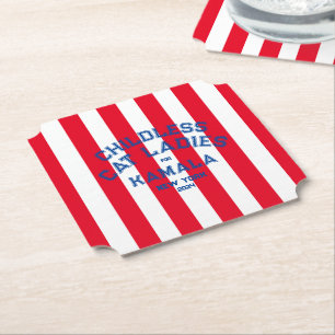 Dessous-de-verre En Papier Femmes Chat Sans Enfant Pour Kamala 2024 Bande Rou