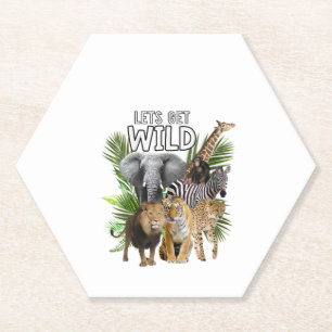 Dessous-de-verre En Papier FEMMES Sauvons Zoo Animaux Safari Party A D