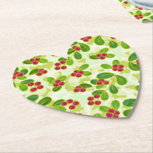 Dessous-de-verre En Papier Festive Motif de fruits de canneberge, vert