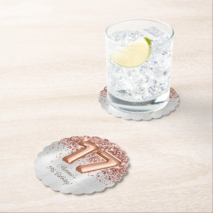 Dessous-de-verre En Papier Fête d'anniversaire 17 ans Rose Gold Argent