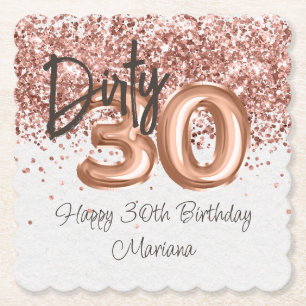 Dessous-de-verre En Papier Fête d'anniversaire 30 ans Rose Gold