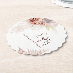 Dessous-de-verre En Papier Fête d'anniversaire 80 ans Floral avec Herbe de Pa
