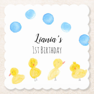 Dessous-de-verre En Papier Fête d'anniversaire à l'aquarelle Canards mignons