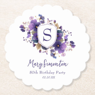 Dessous-de-verre En Papier Fête d'anniversaire de 80 ans, blason de monogramm