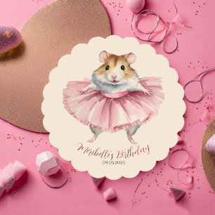 Dessous-de-verre En Papier Fête d'anniversaire de la fille hamster ballerine
