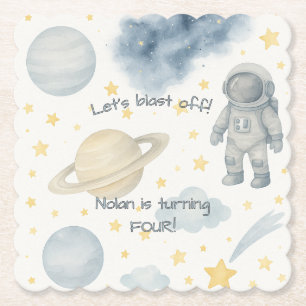 Dessous-de-verre En Papier Fête d'anniversaire de l'espace cosmique   Rockets