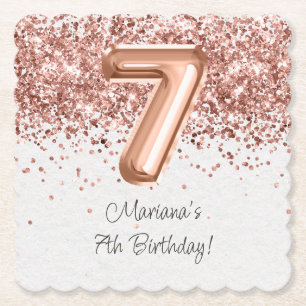 Dessous-de-verre En Papier Fête d'anniversaire Rose Gold 7 ans
