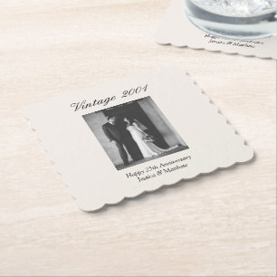 Dessous-de-verre En Papier Fête de 25e anniversaire de mariage personnalisée