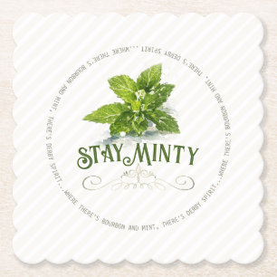 Dessous-de-verre En Papier Fête de Derby Stay Minty Citation Mignonne Aquarel