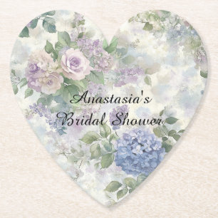 Dessous-de-verre En Papier Fête de mariage Fleurs roses violettes romantiques