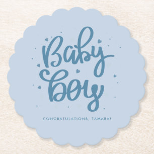 Dessous-de-verre En Papier Fête de naissance de bébé garçon Bleu 