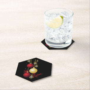 Dessous-de-verre En Papier Fête de Noël noire, or et rouge