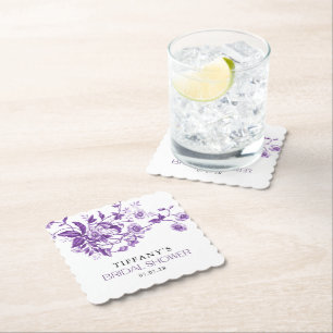 Dessous-de-verre En Papier Fête des mariées vintage à fleurs violettes Toile