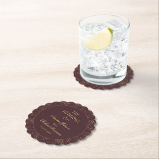 Dessous-de-verre En Papier Feuillage de roses dorées Décor de mariage chocola